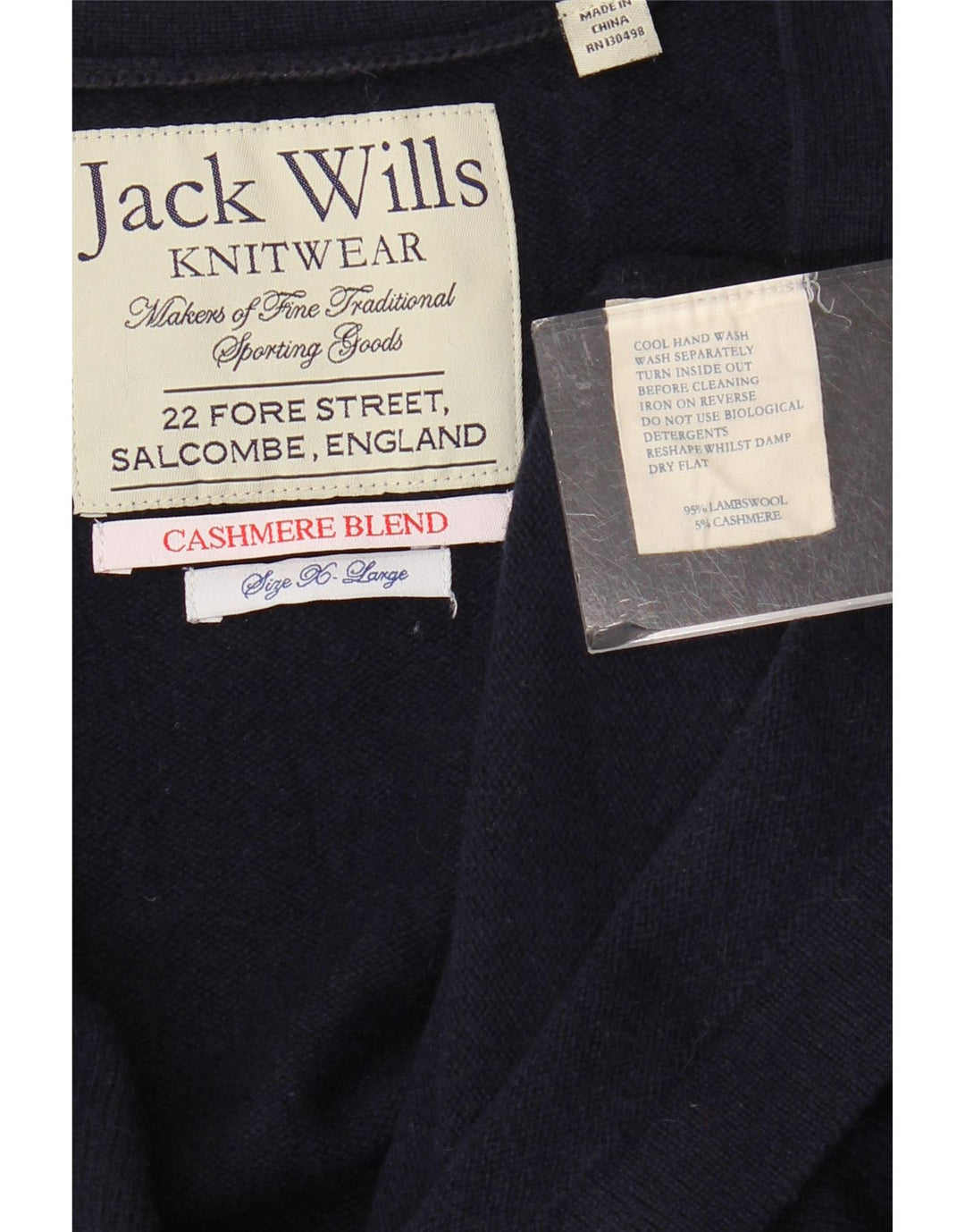 Suéter cardigã feminino JACK WILLS UK 18 XL azul marinho lã de cordeiro