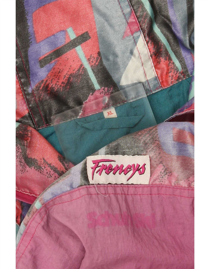 Jaqueta de chuva feminina vintage oversized gráfica UK 18 XL multicolorida