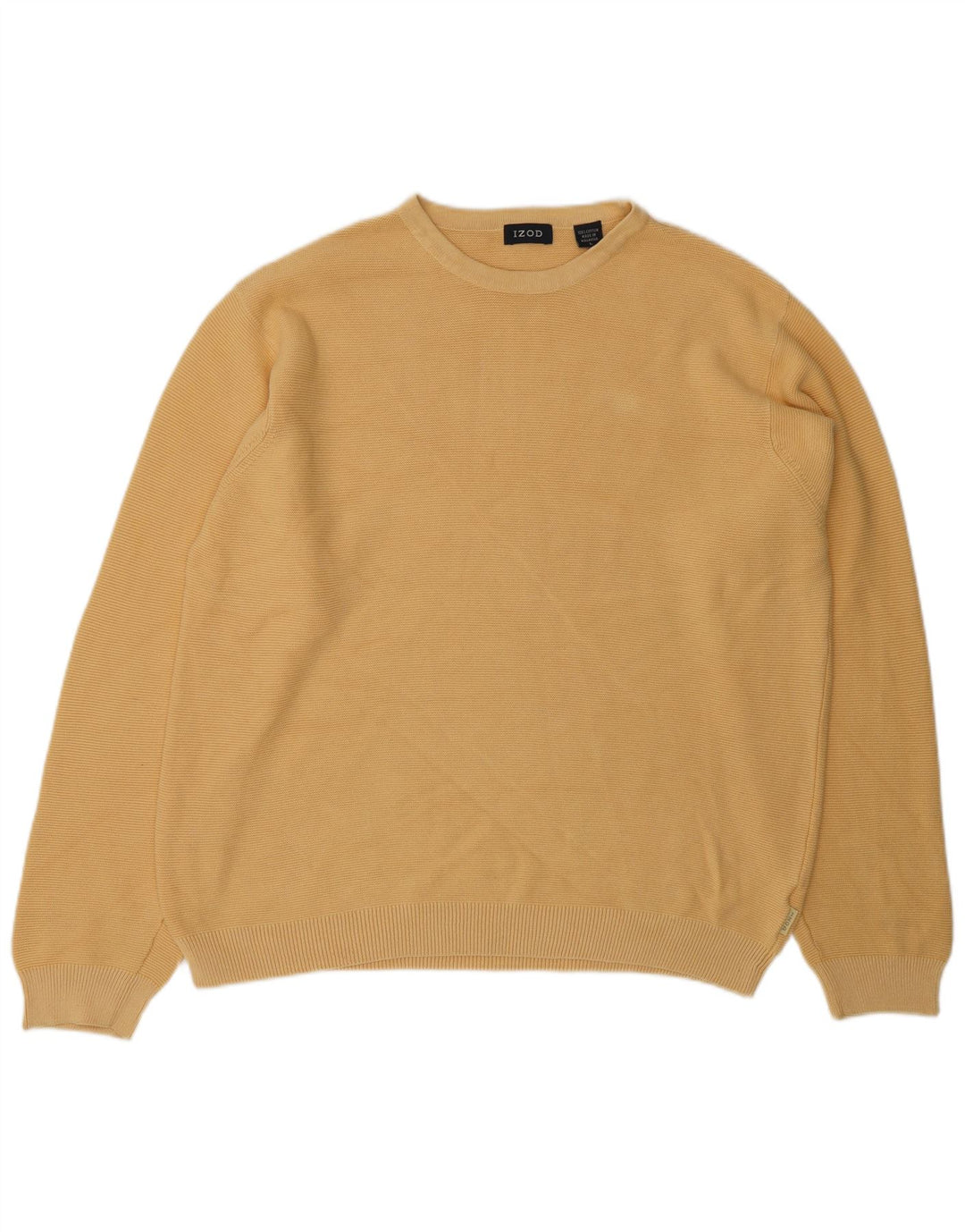 Suéter masculino IZOD com gola redonda, grande algodão amarelo