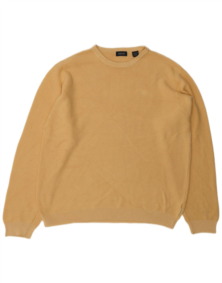 Suéter masculino IZOD com gola redonda, grande algodão amarelo