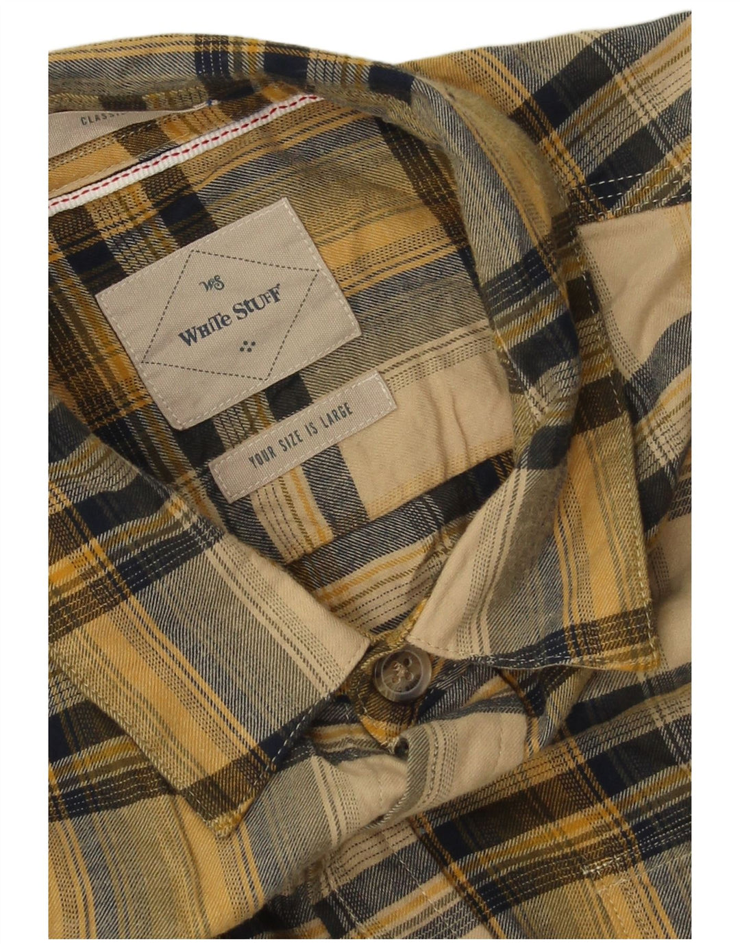 Camisa masculina de flanela branca grande algodão xadrez amarelo
