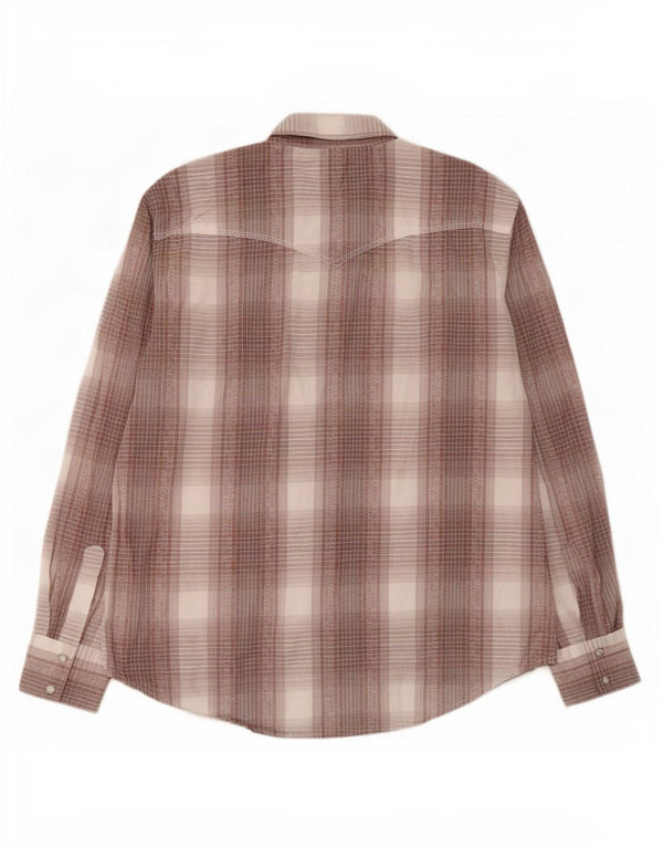Camisa masculina Wrangler XL marrom xadrez algodão