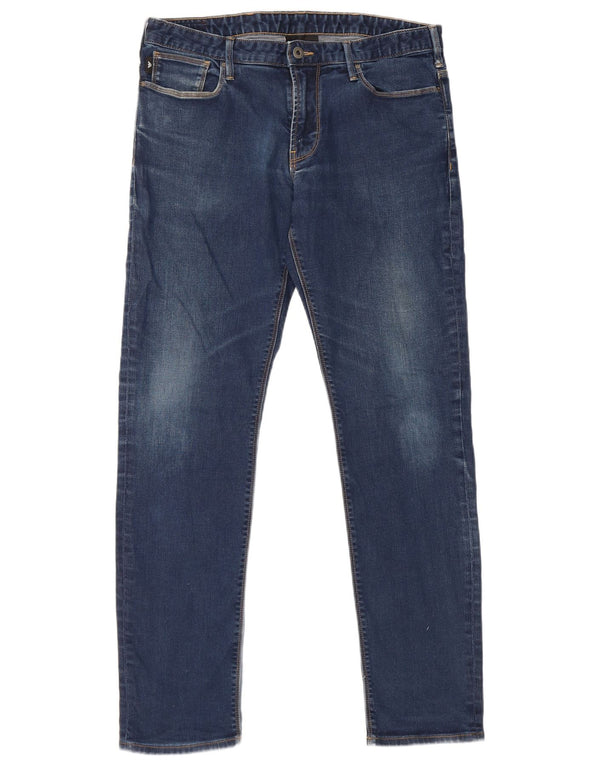 Emporio Armani Mens Slim Jeans W32 L31 Azul Algodão
