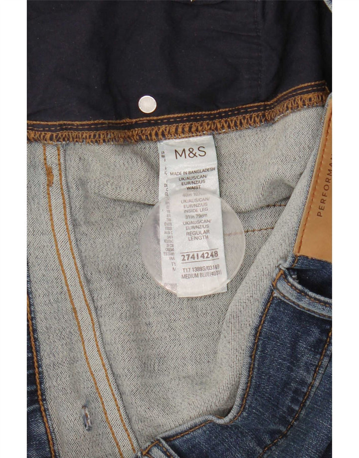 Marks & Spencer Masculino Slim Jeans W40 L31 Azul Algodão