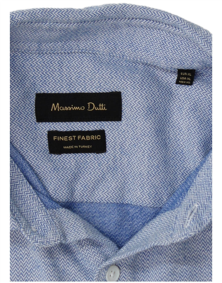 Camisa masculina MASSIMO DUTTI XL azul Chevron algodão