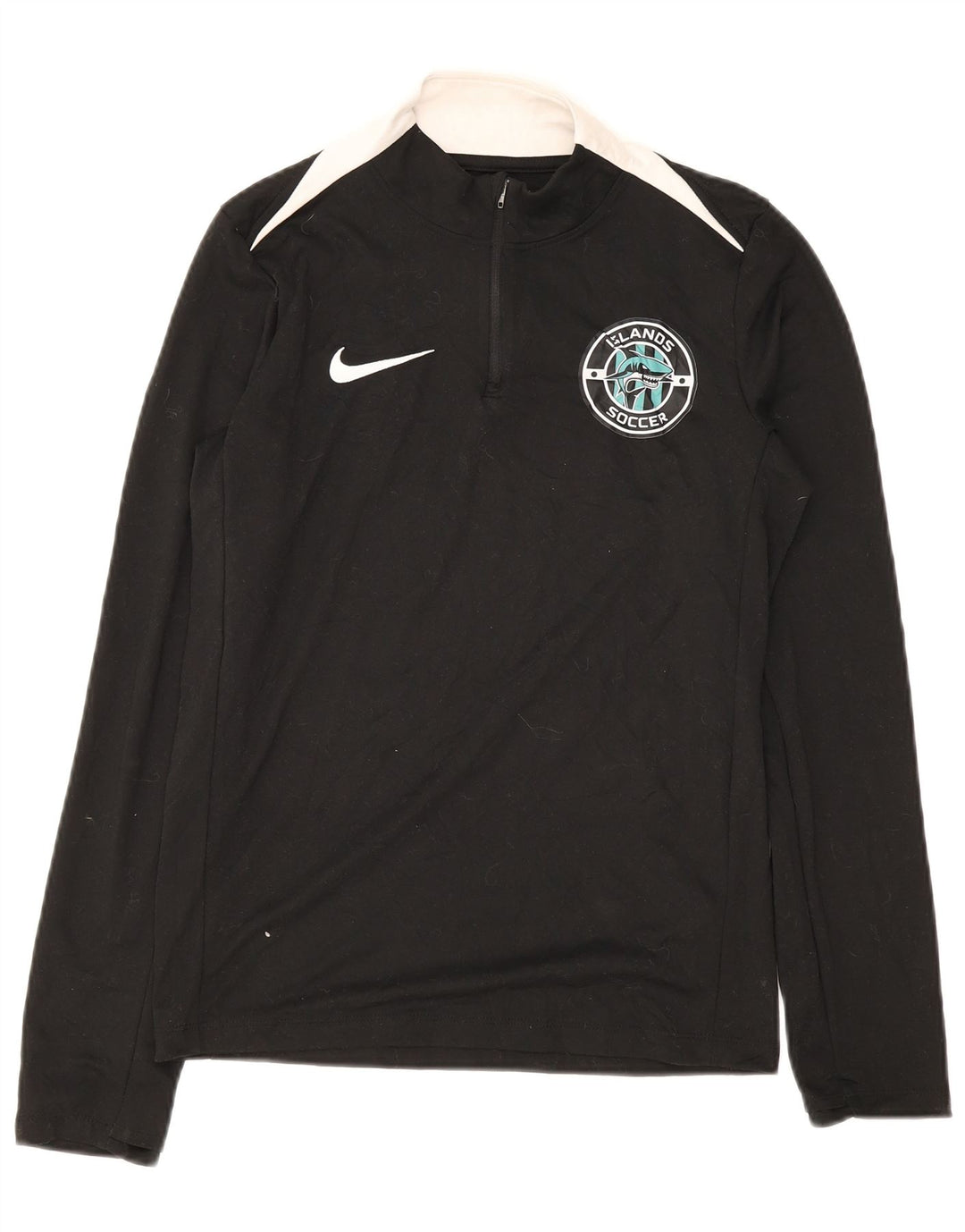 Pulôver masculino Nike com decote em zíper e moletom pequeno preto colorido