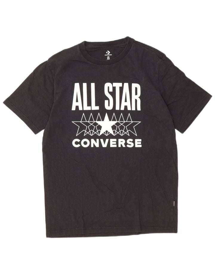 Converse Mens Graphic T-Shirt Top Pequeno Algodão Preto