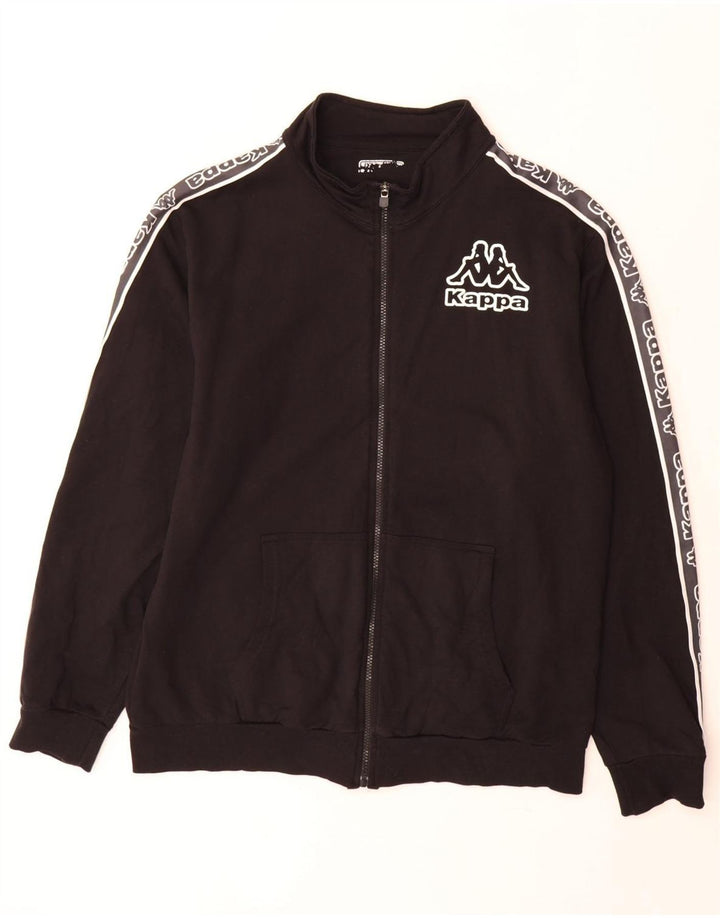 Kappa Mens Graphic Tracksuit Top Jaqueta Grande Algodão Preto