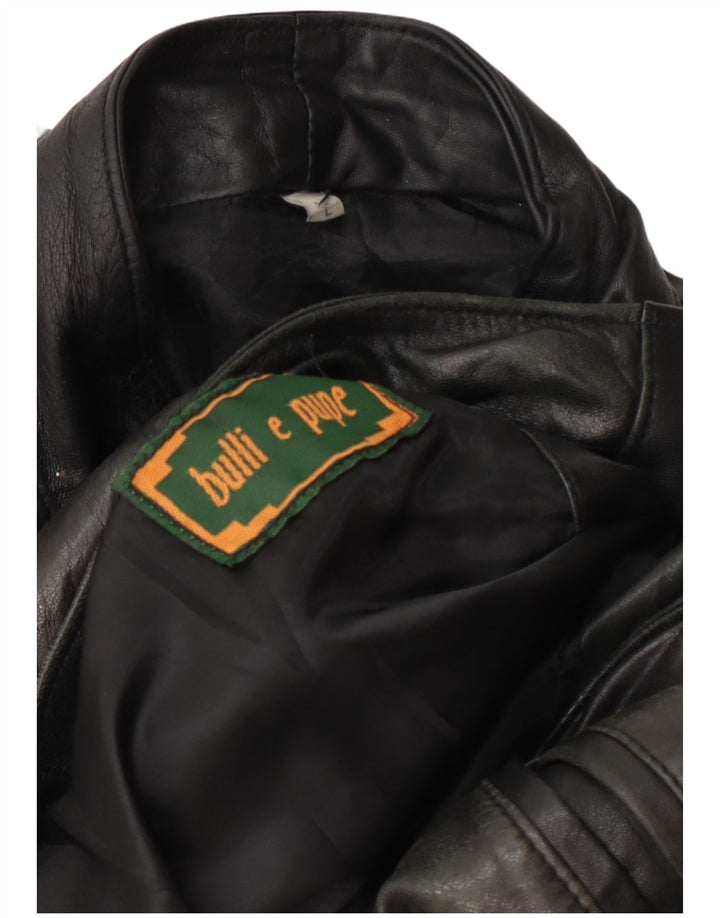 Jaqueta de couro masculina Bulli E Pupe UK 40 grande preta