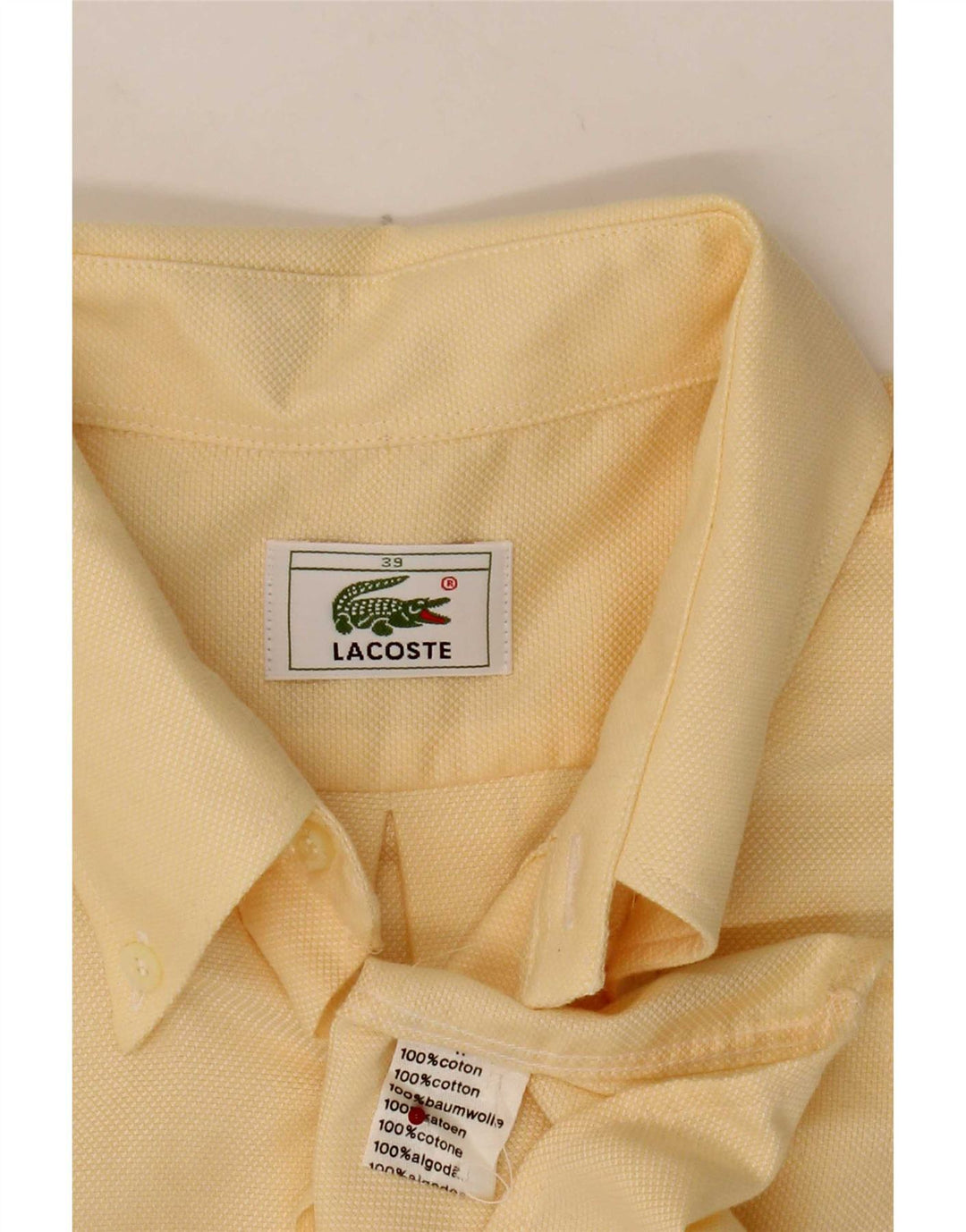 Camisa masculina Lacoste tamanho 39 algodão amarelo médio