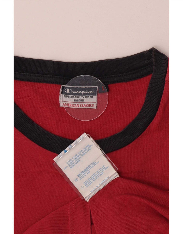 Camiseta masculina estampada Champion grande algodão vermelho