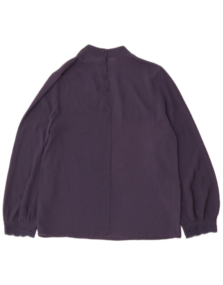 Blusa feminina de manga comprida Marks & Spencer Reino Unido 12 médio azul marinho