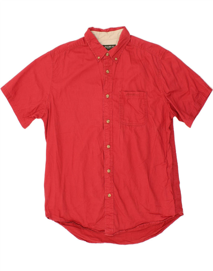 EDDIE BAUER Mens Short Sleeve Shirt Large Red Cotton Vintage Eddie Bauer and Second-Hand Eddie Bauer from Messina Hembry 