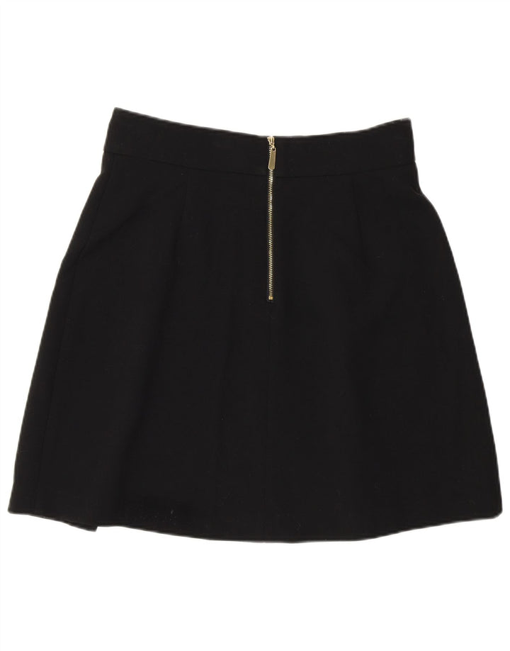 Saia feminina Marks & Spencer A-Line UK 10 pequena W29 poliéster preto