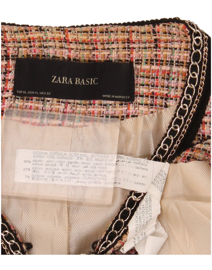 Jaqueta blazer feminina Zara UK 18 XL algodão xadrez rosa