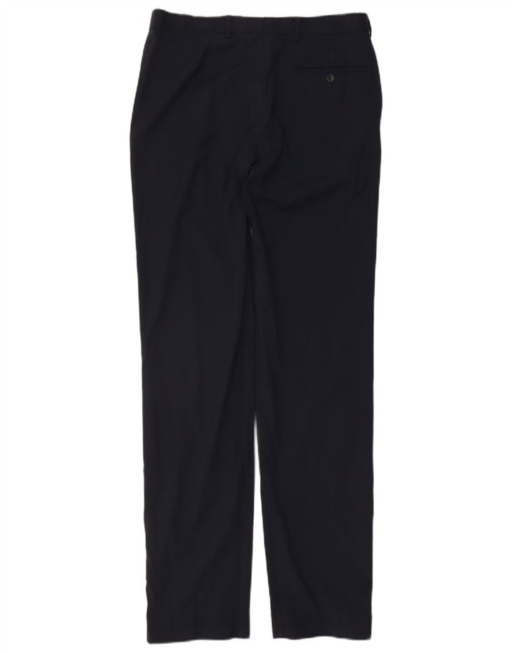 Calça masculina de terno reto sob medida Marks & Spencer W32 L35 azul marinho