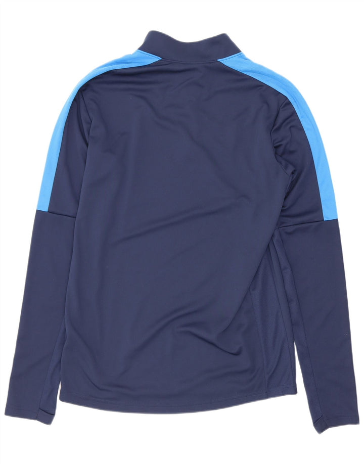 Nike Mens Dri Fit Zip Neck Top Manga Longa Pequeno Colourblock Azul Marinho