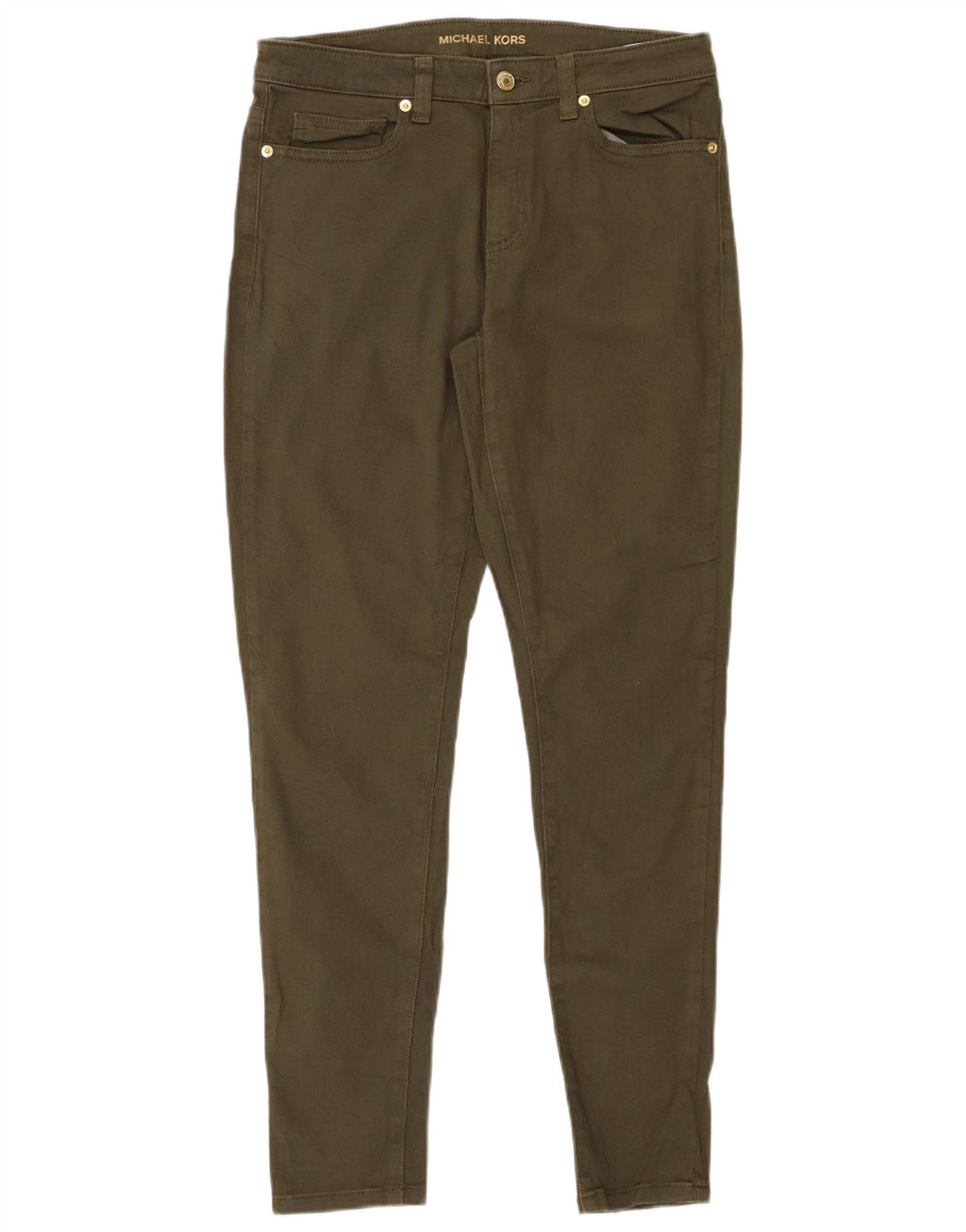 Calça feminina casual MICHAEL KORS skinny EUA 8 médio W28 L29 cáqui