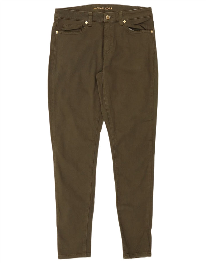 Calça feminina casual MICHAEL KORS skinny EUA 8 médio W28 L29 cáqui
