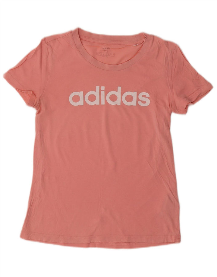 ADIDAS Womens Graphic T-Shirt Top UK 4/6 XS Rosa Algodão