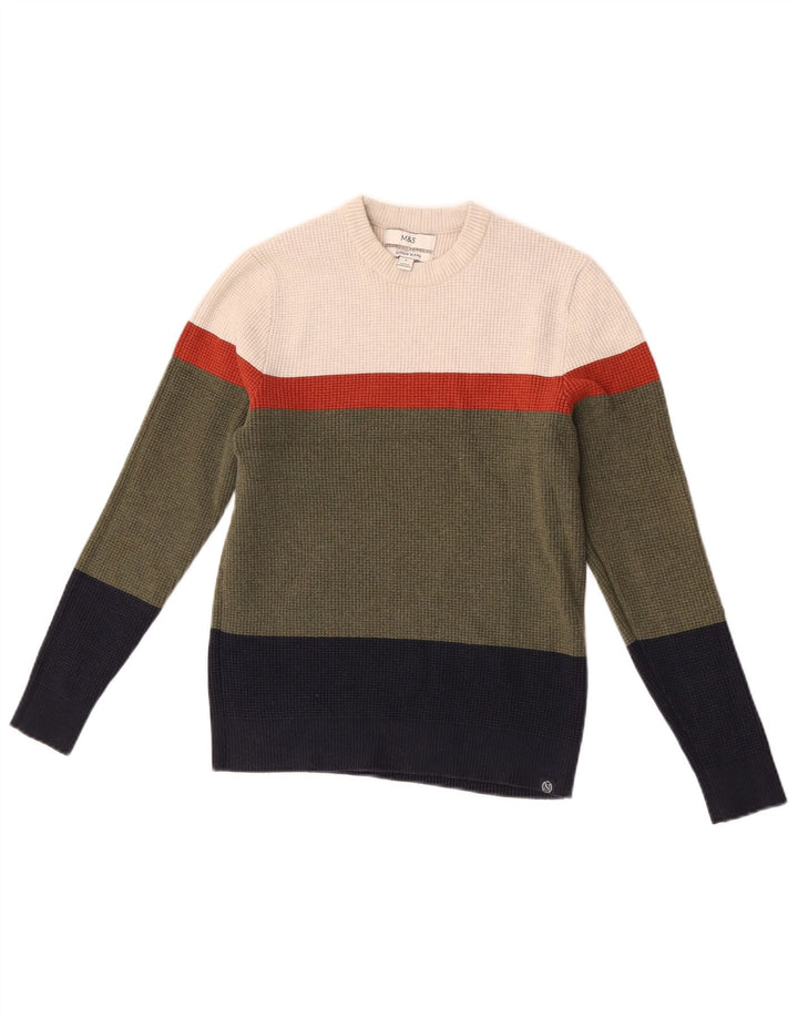 Suéter feminino Marks & Spencer com gola redonda Reino Unido 10 pequeno multicolorido
