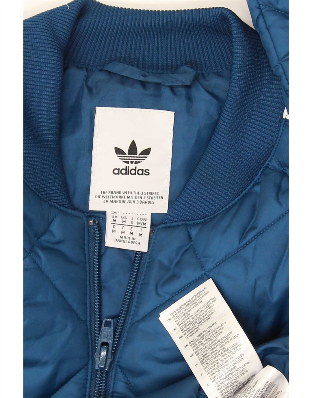 Jaqueta acolchoada masculina Adidas UK 38 poliéster azul médio