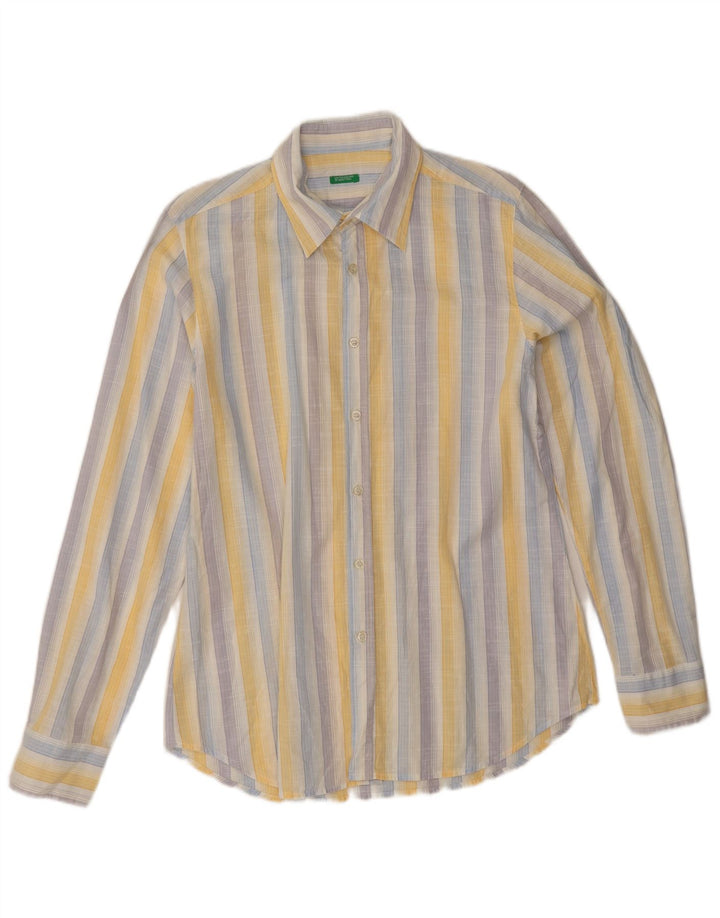 Camisa masculina Benetton média listrada multicolorida