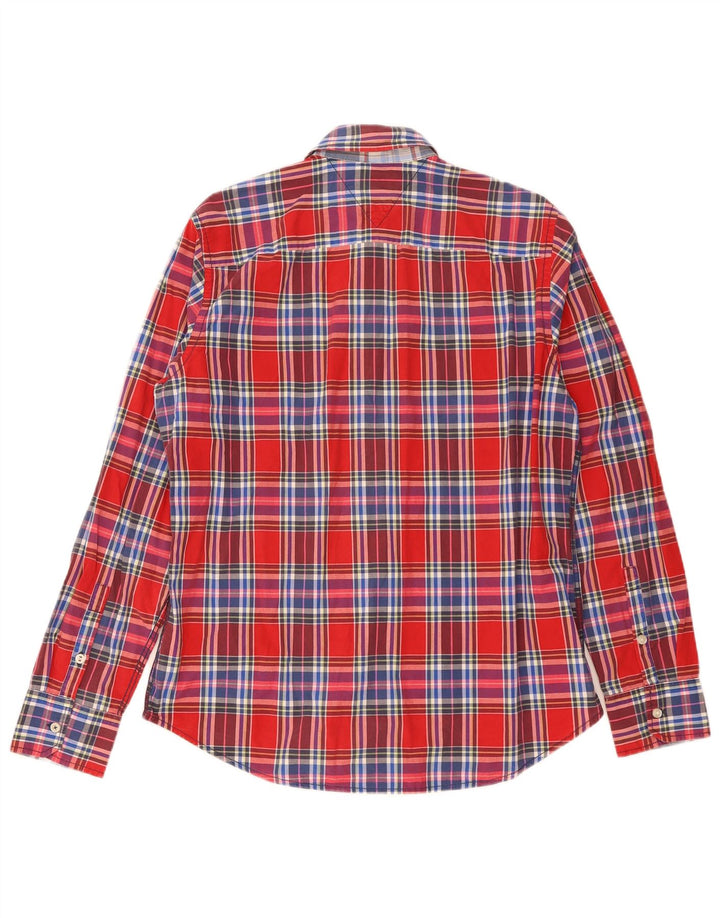 Camisa masculina Tommy Hilfiger XL de algodão xadrez vermelho