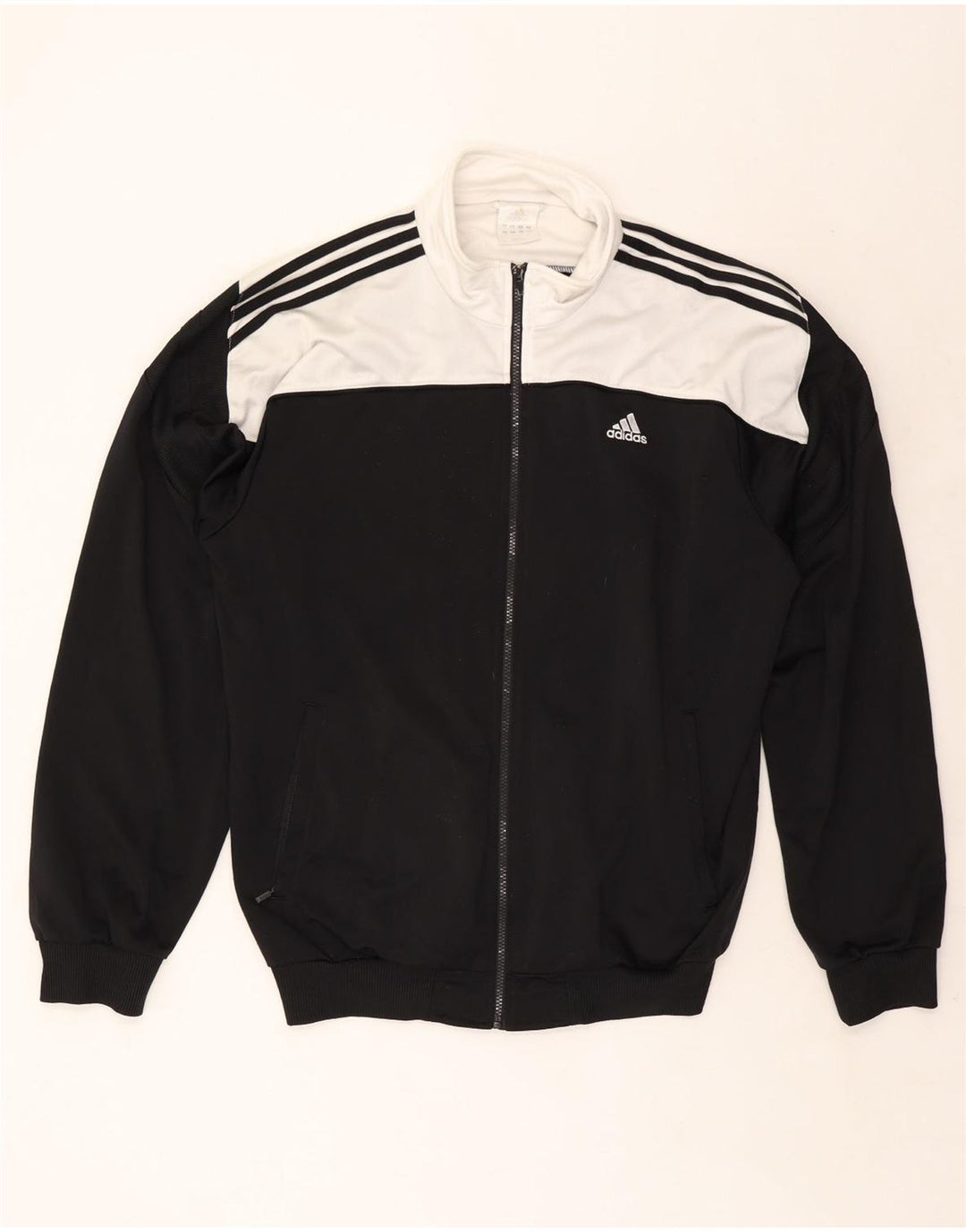 Adidas Mens Tracksuit Top Jacket UK 48/50 XL Preto Colourblock Poliéster