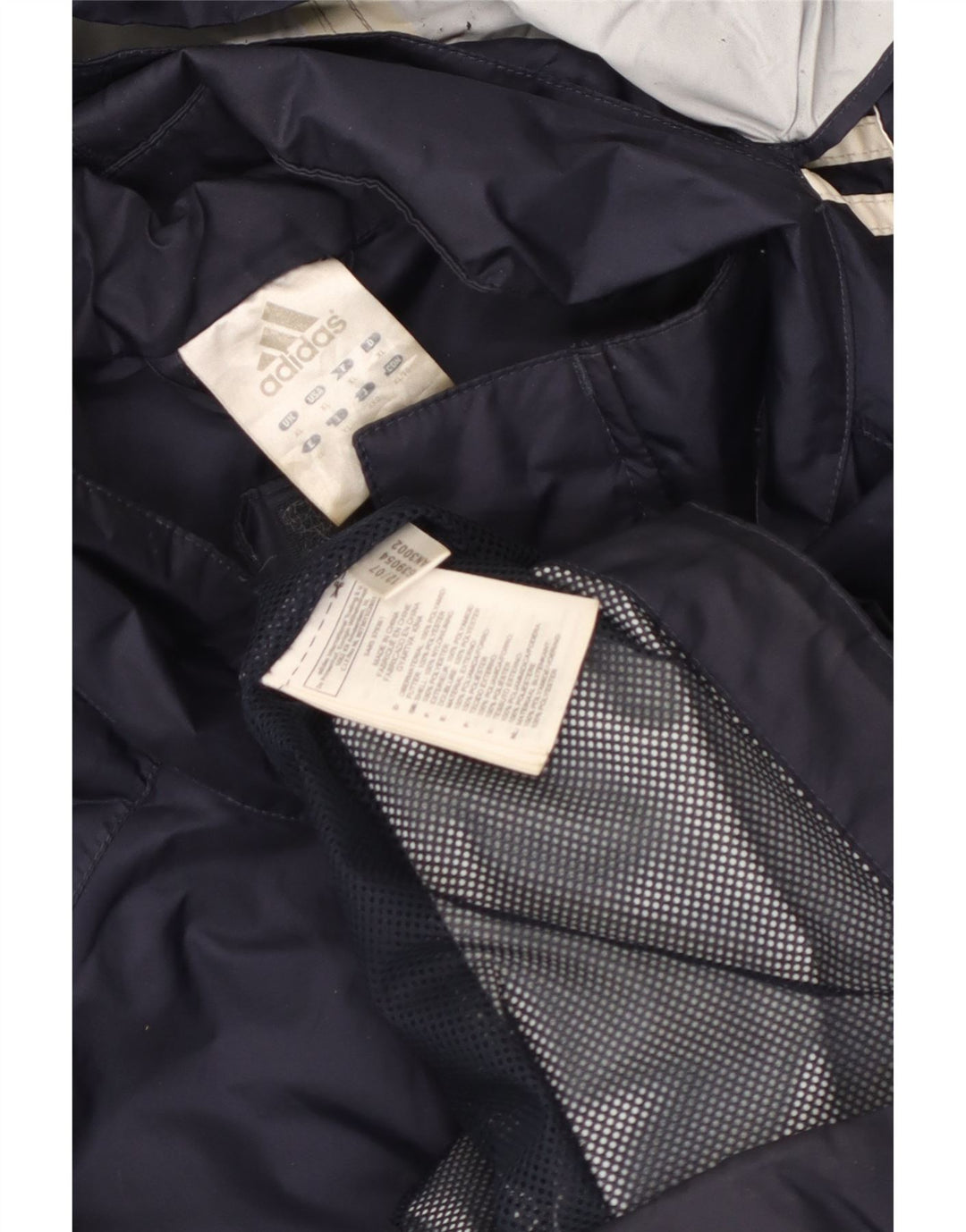 Jaqueta corta-vento masculina Adidas com capuz UK 42 XL azul marinho poliéster