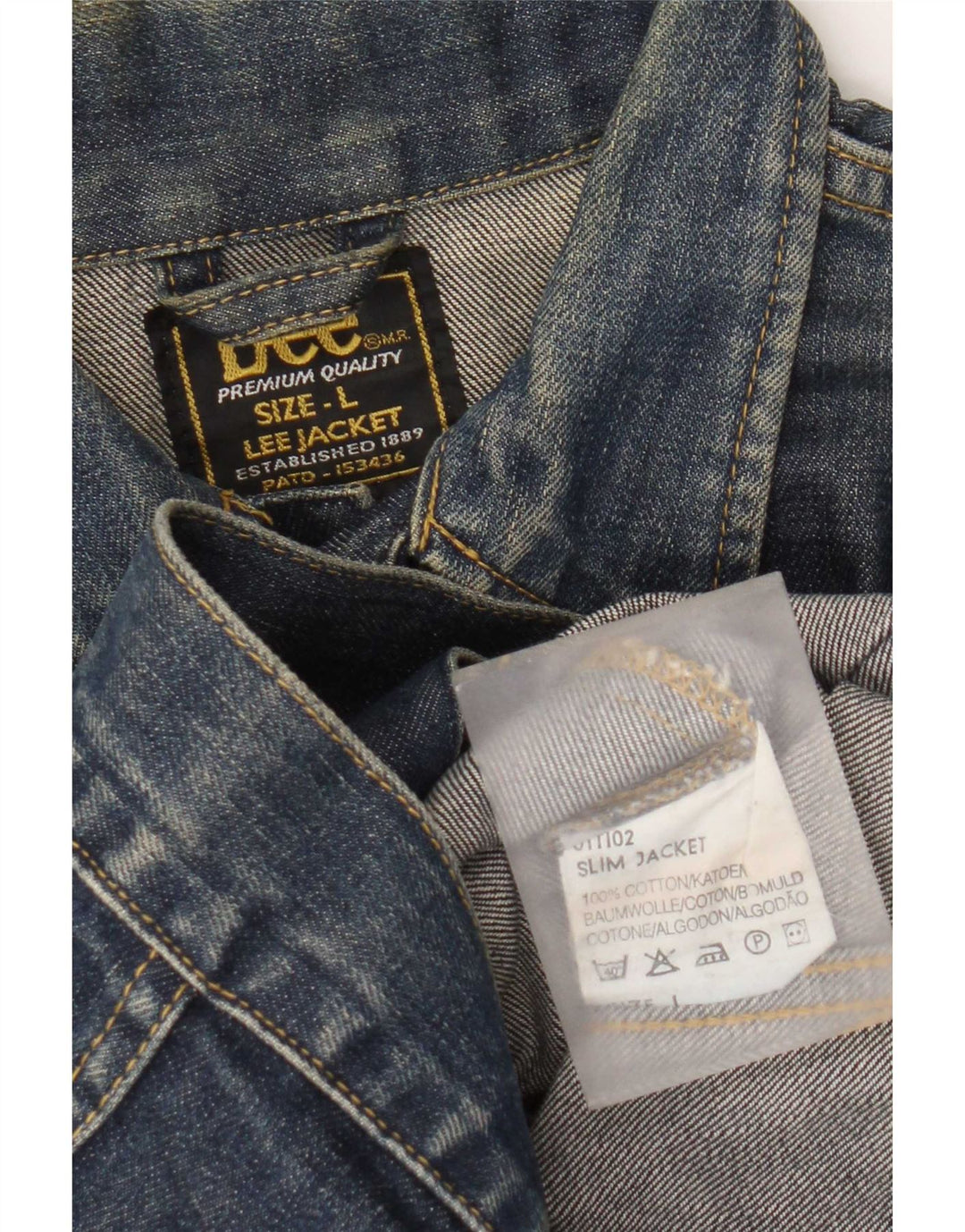 Jaqueta jeans feminina Lee UK 14 grande algodão azul
