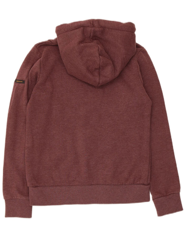Superdry Womens Graphic Hoodie Jumper UK 8 Small Brown Cotton