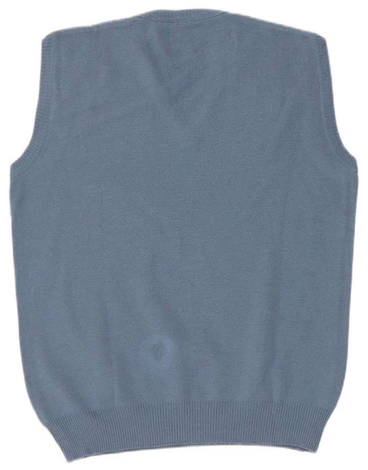 Colete masculino vintage regata azul médio Argyle/lã diamante
