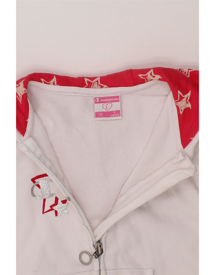 CHAMPION Baby Girls Graphic Zip Hoodie Sweater 18-24 Months Large  White Vintage Champion and Second-Hand Champion from Messina Hembry 