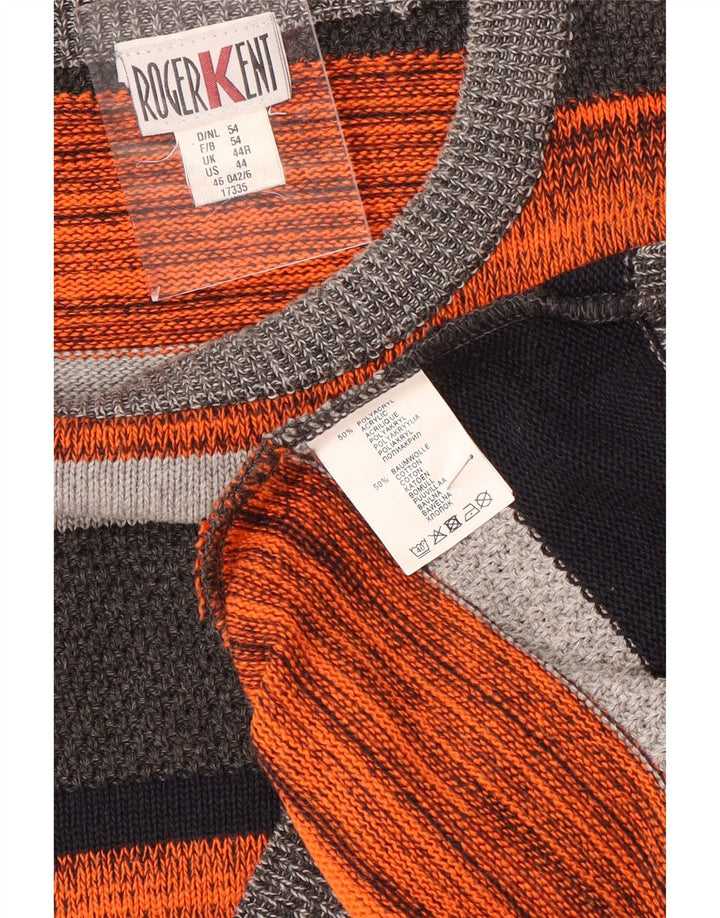 Suéter masculino Roger Kent com gola canoa UK 44 XL listrado multicolorido