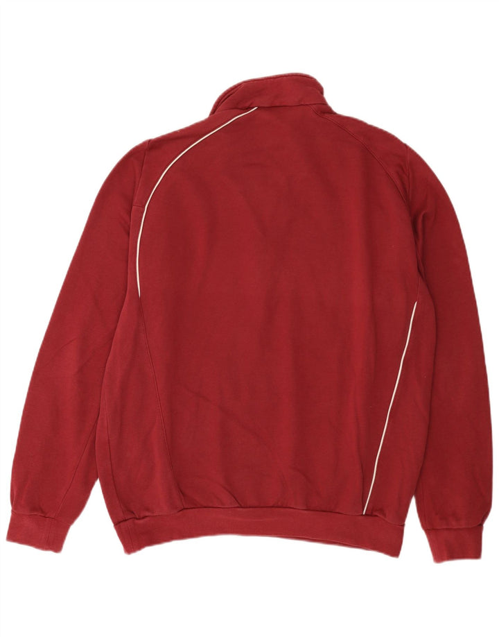Puma Mens Zip Neck Moletom Jumper Médio Algodão Borgonha