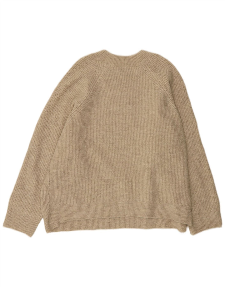 Zara suéter feminino oversized com gola redonda Reino Unido 14 acrílico bege médio