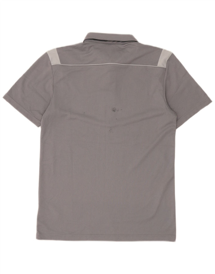 Camisa polo masculina Adidas Climalite pequena cinza colorblock poliéster