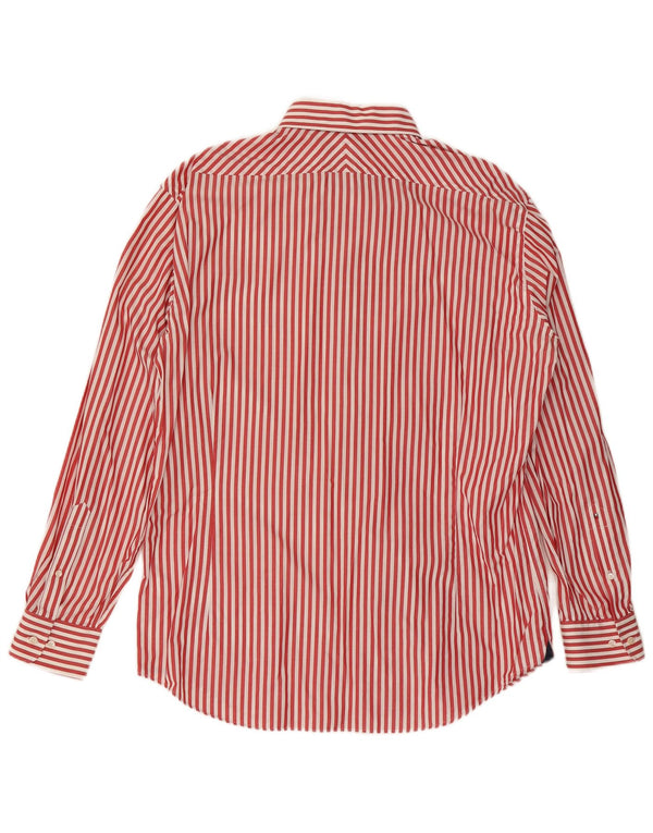 Camisa masculina Tommy Hilfiger tamanho 43 17 XL algodão listrado vermelho