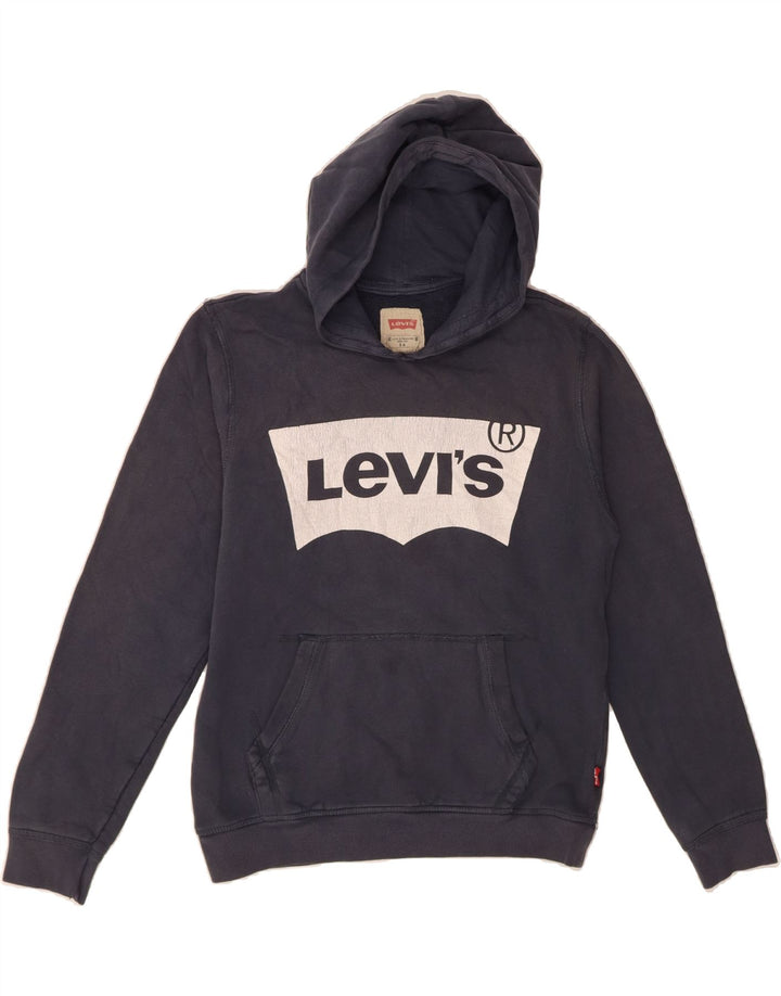 LEVI'S Boys Graphic Hoodie Jumper 13-14 Years Navy Blue Cotton Vintage Levi's and Second-Hand Levi's from Messina Hembry 