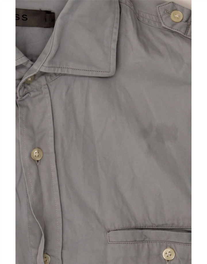Camisa militar masculina Reiss algodão cinza médio