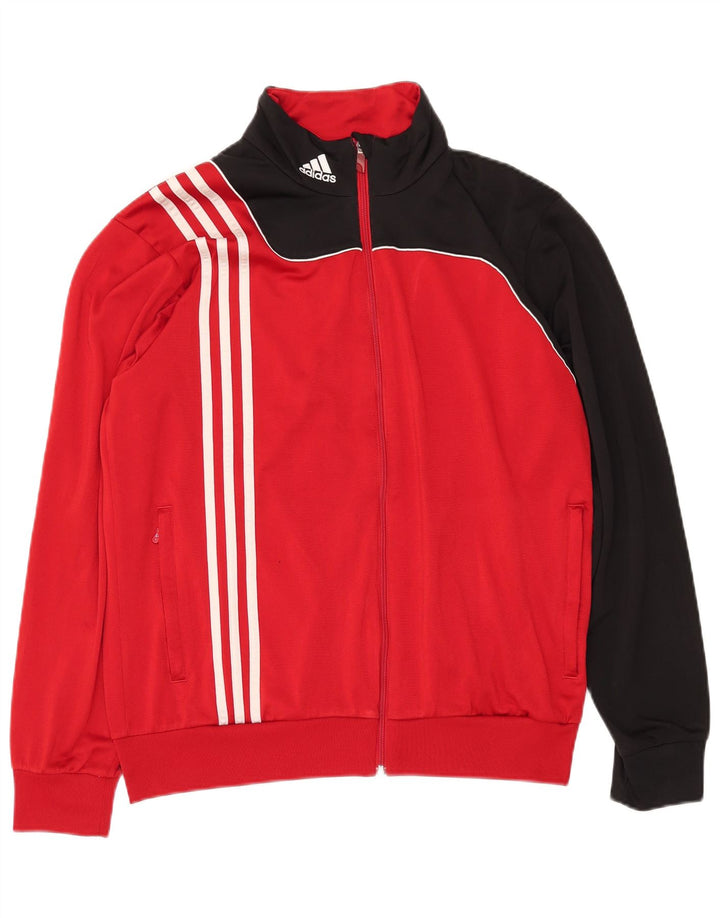 ADIDAS Mens Tracksuit Top Jacket UK 40/42 Medium Red Colourblock Poliéster
