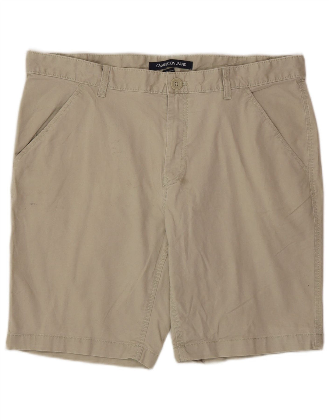 Calvin Klein Mens Chino Shorts W34 Grande Algodão Bege