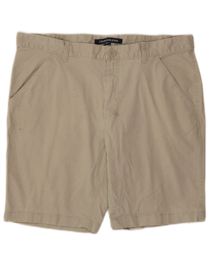 Calvin Klein Mens Chino Shorts W34 Grande Algodão Bege