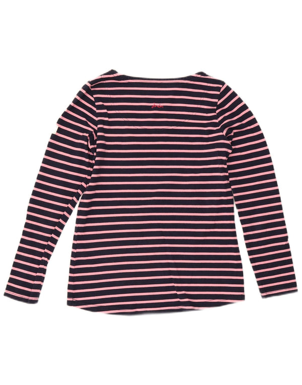 Joules Womens Top Long Sleeve UK 8 Small Navy Blue Striped Cotton