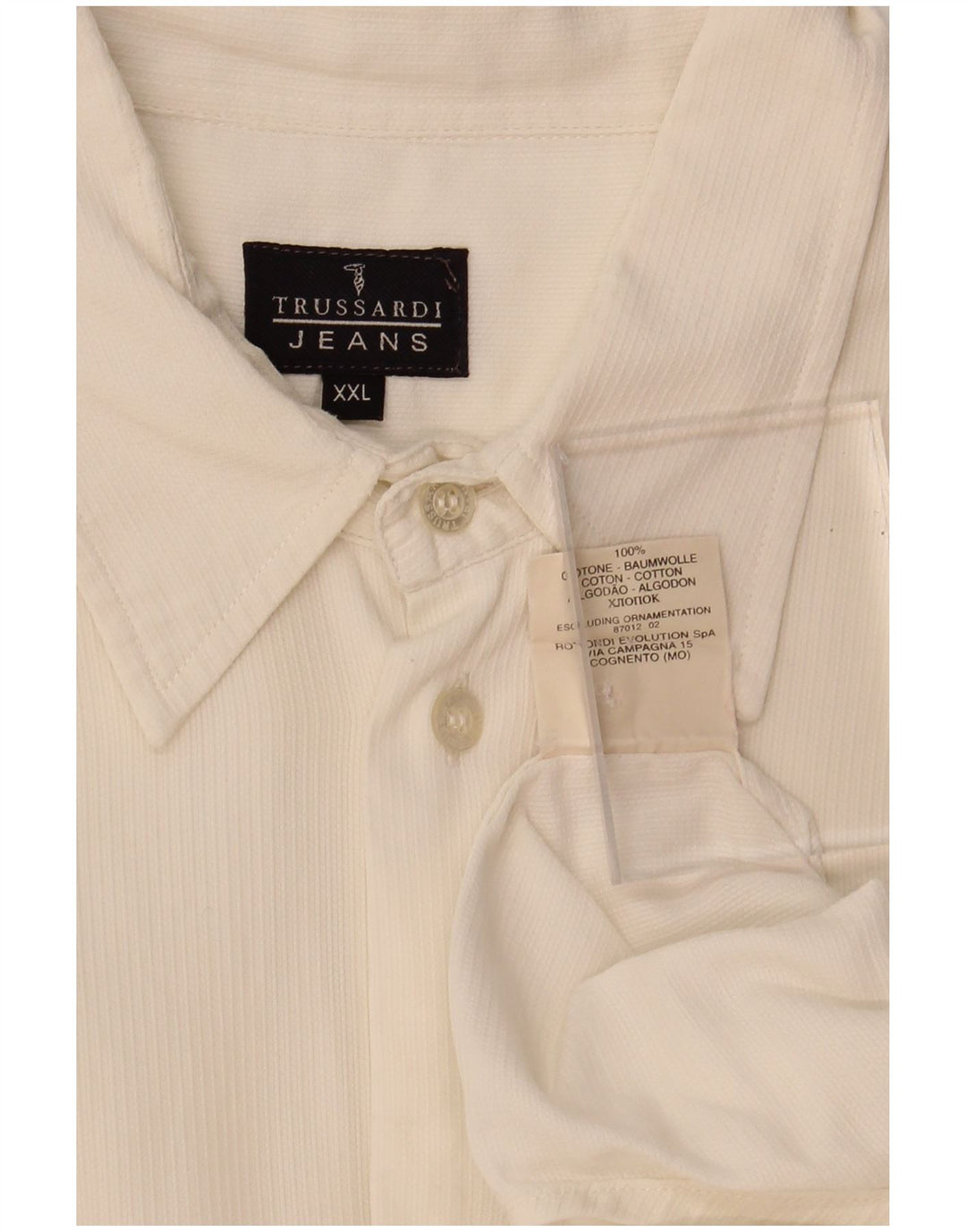 TRUSSARDI JEANS Camisa masculina 2XL algodão branco