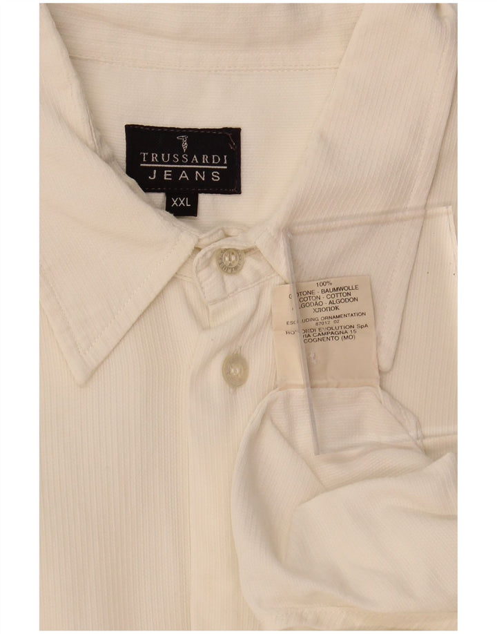 TRUSSARDI JEANS Camisa masculina 2XL algodão branco