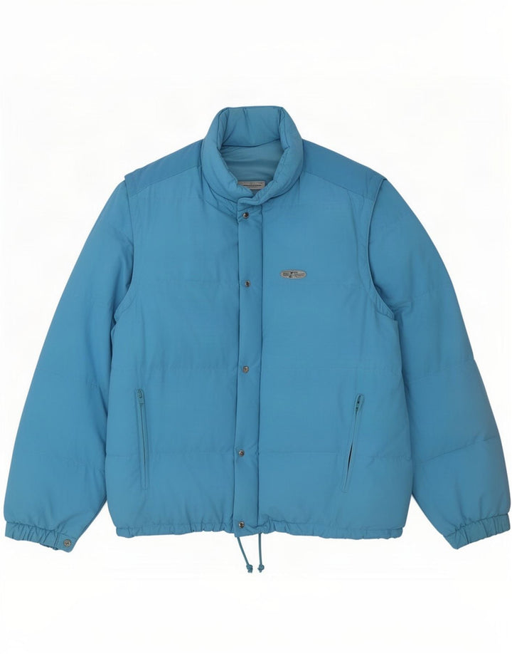 Jaqueta acolchoada masculina vintage UK 40 grande poliamida azul