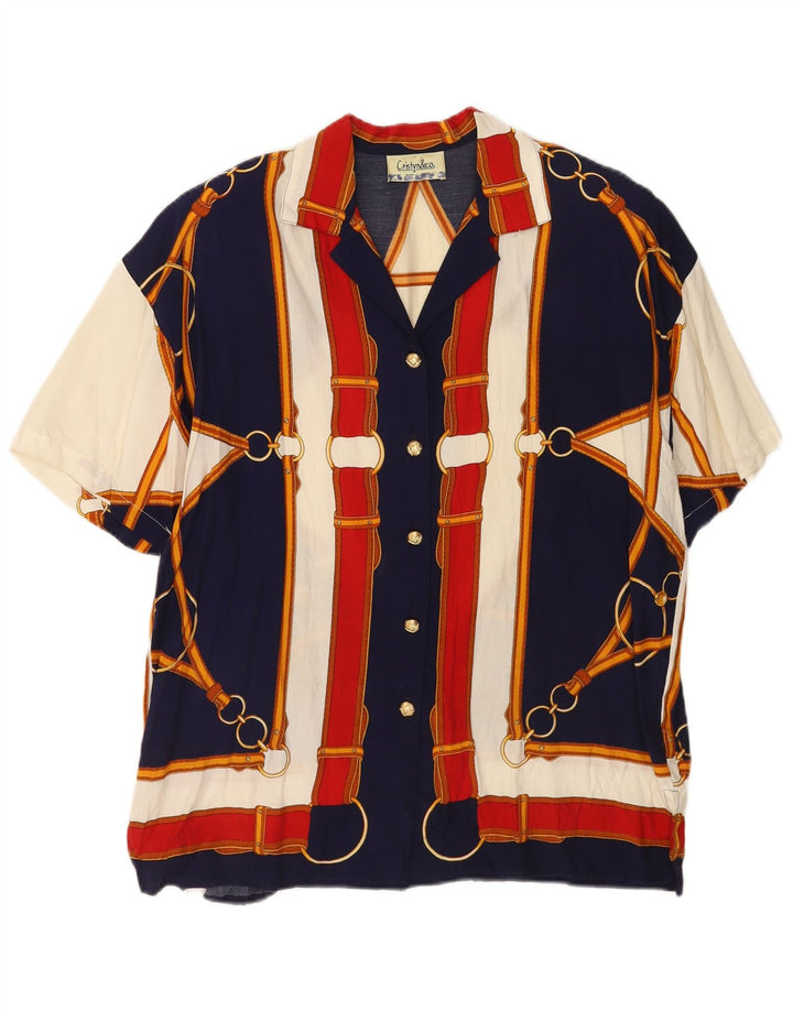 Blusa feminina VINTAGE com estampa abstrata UK 18 XL multicolorida