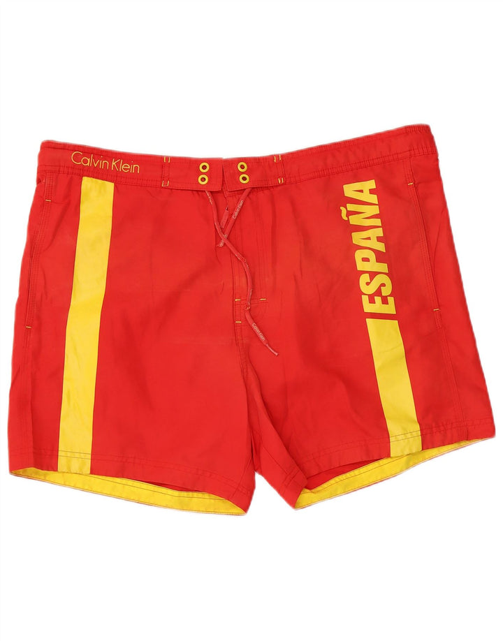 Calvin Klein Shorts de natação masculino gráfico grande poliéster colorido vermelho